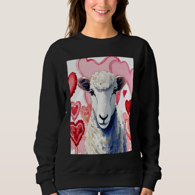 Valentine's Day Love Heart Sheep Girlfriend Fiancé T Shirt (Framsida)