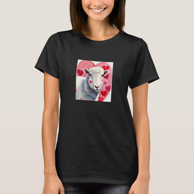 Valentine's Day Love Heart Sheep Girlfriend Fiancé T Shirt (Framsida)