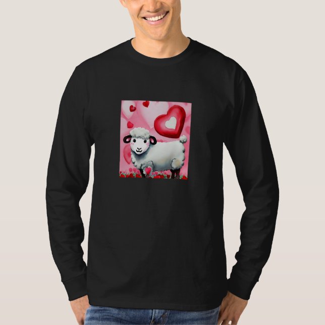 Valentine's Day Love Heart Sheep Girlfriend Fiancé T Shirt (Framsida)