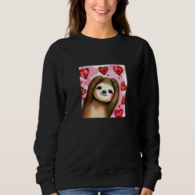 Valentine's Day Love Heart Sloth Girlfriend Fiancé T Shirt (Framsida)