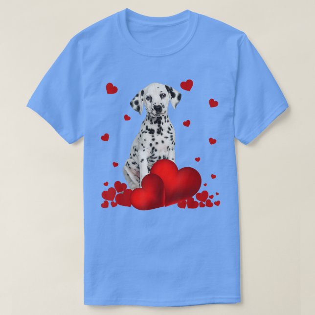 Valentines Day Love Hearts Dalmatian Dog Puppy Lov T Shirt (Design framsida)