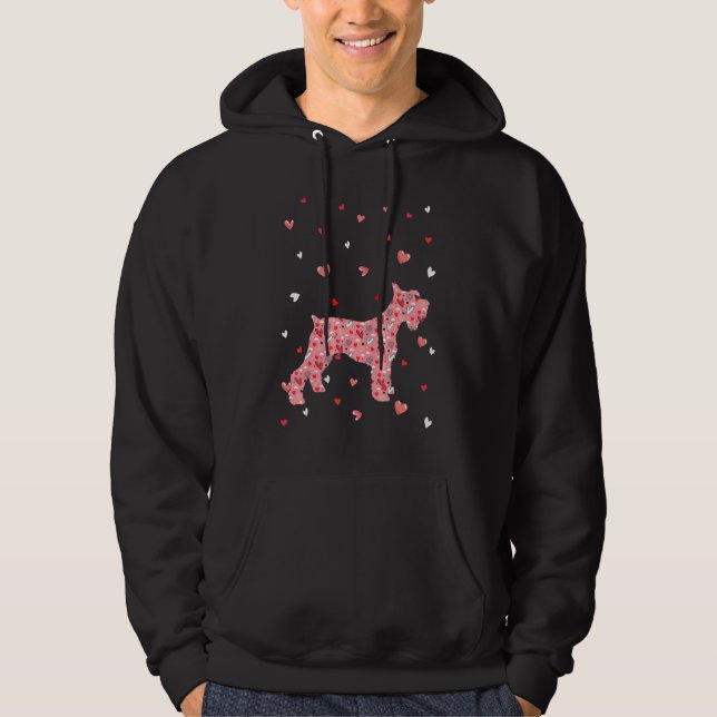 Valentines Day Love Hearts Schnauzer Dog Puppy Lov Hoodie (Framsida)