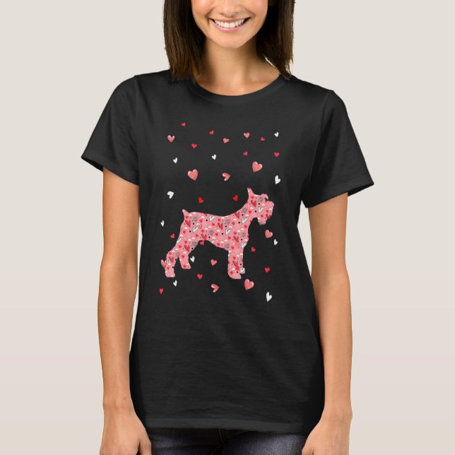 Valentines Day Love Hearts Schnauzer Dog Puppy Lov T Shirt (Framsida)