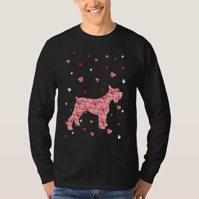 Valentines Day Love Hearts Schnauzer Dog Puppy Lov T Shirt (Framsida)