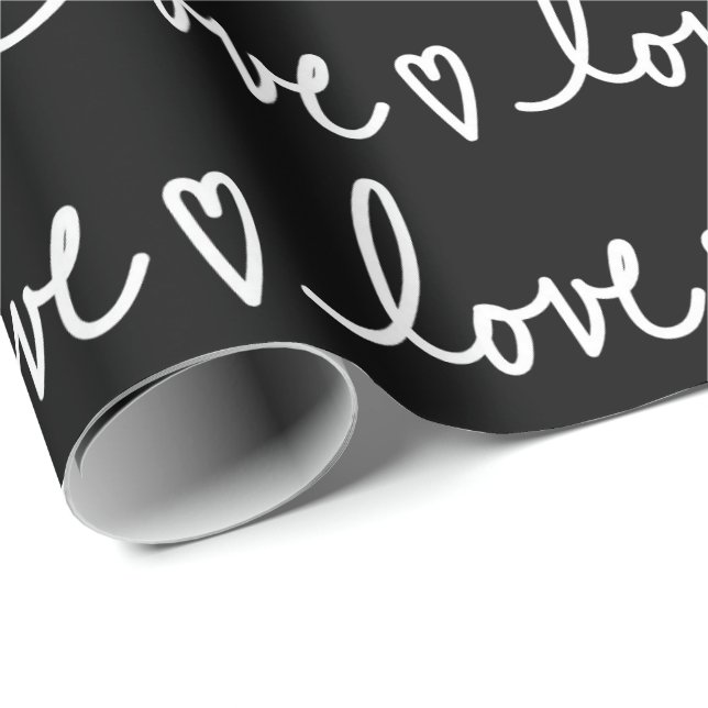 Valentine's Day Love Writting Wrapping Paper Presentpapper (Rullad Hörn)