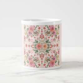 Valentine's Day, Lovely Pink Flowers Pattern  Jumbo Mugg