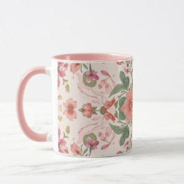 Valentine's Day, Lovely Pink Flowers Pattern Mugg
