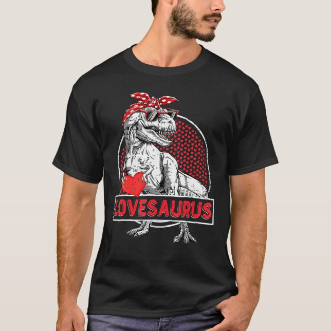 Valentines day Lovesaurus t Rex Dinosaur Girls Kid T Shirt (Framsida)