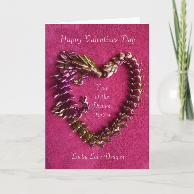 Valentines day Lucky Year of the Dragon 2024 Card Kort (Framsida)