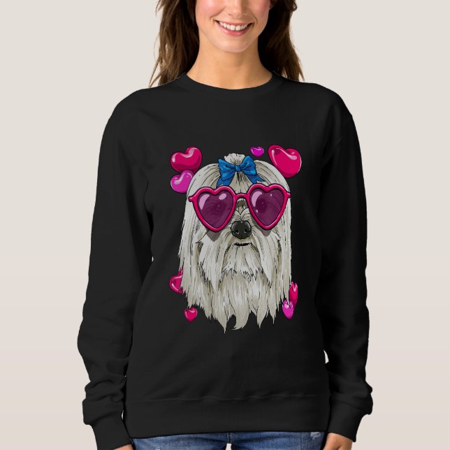 Valentines Day Maltese Heart Couples Maltese Dog T Shirt (Framsida)