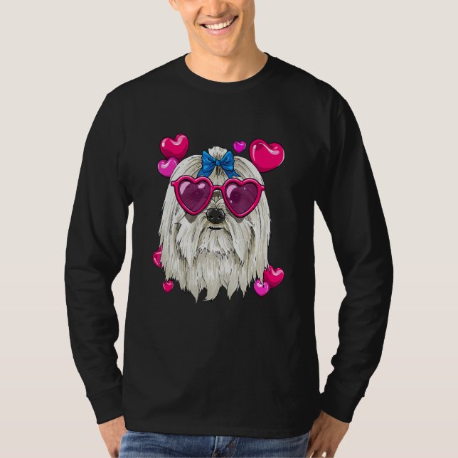 Valentines Day Maltese Heart Couples Maltese Dog T Shirt (Framsida)