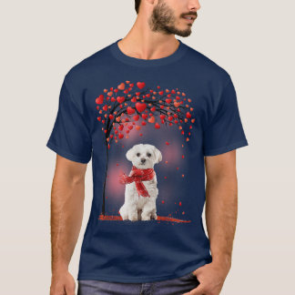 Valentines day Maltesiska Hund Heart Puppy Hund Lo T Shirt
