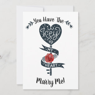 Valentines day Marry mig Frieri Nyckel till mitt h Julkort