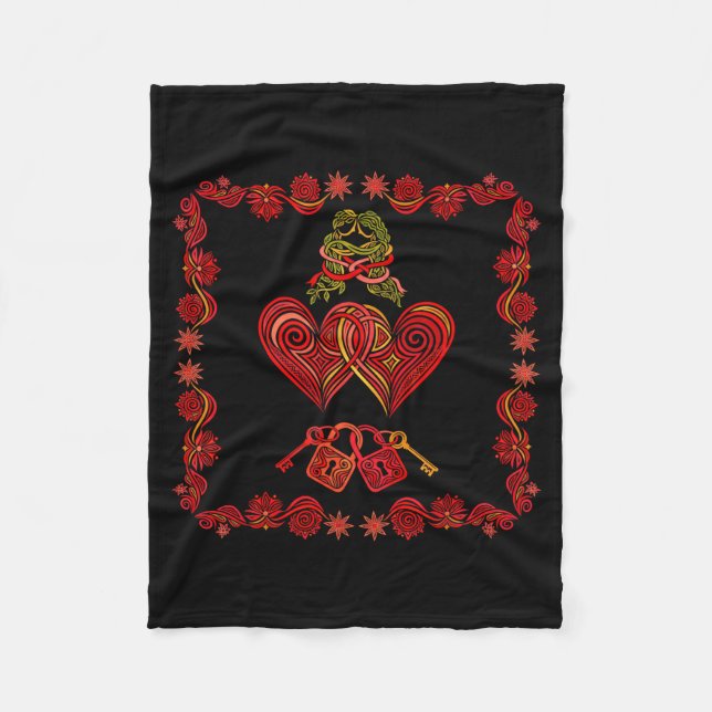 Valentines Day Matching Couple Heart Pajamas Men W Fleecefilt (Framsidan)