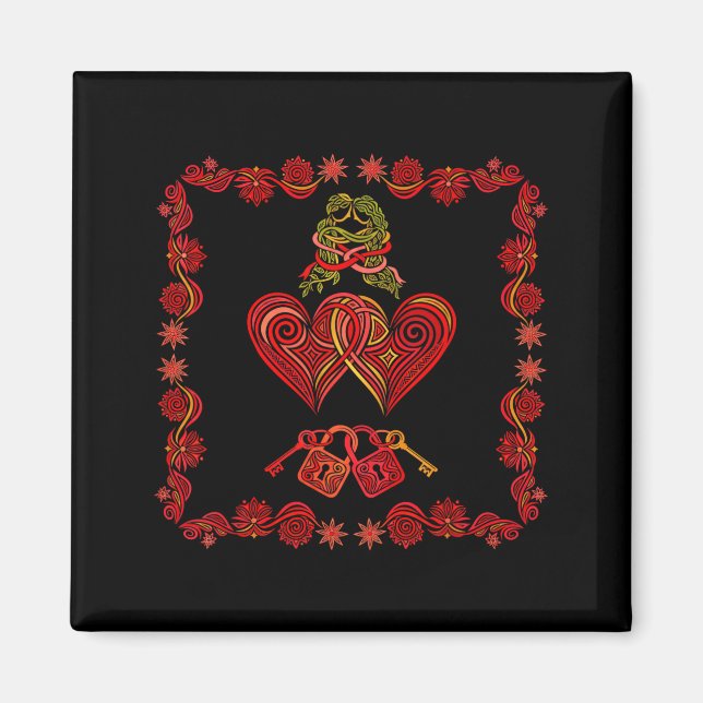 Valentines Day Matching Couple Heart Pajamas Men W Magnet (Framsidan)