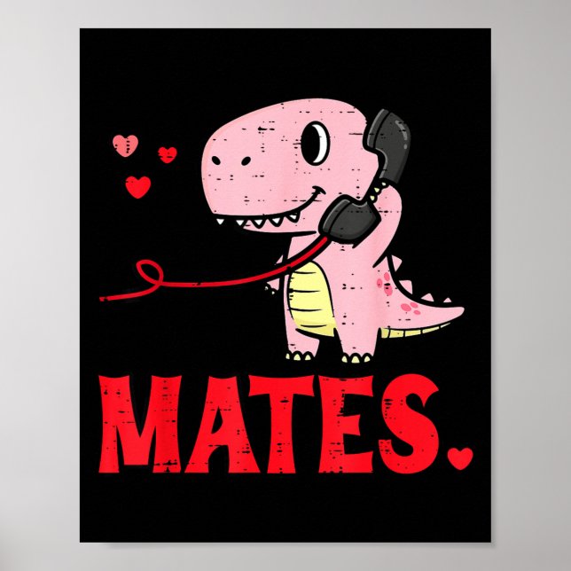 Valentines Day Matching Soulmates Mates Dino Coupl Poster (Framsidan)