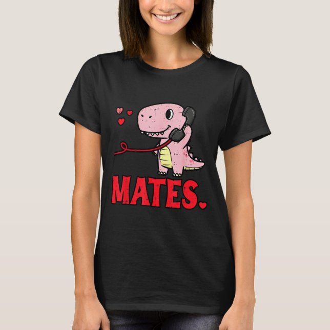 Valentines Day Matching Soulmates Mates Dino Coupl T Shirt (Framsida)