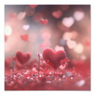 Valentines day med rosa hjärtan fototryck