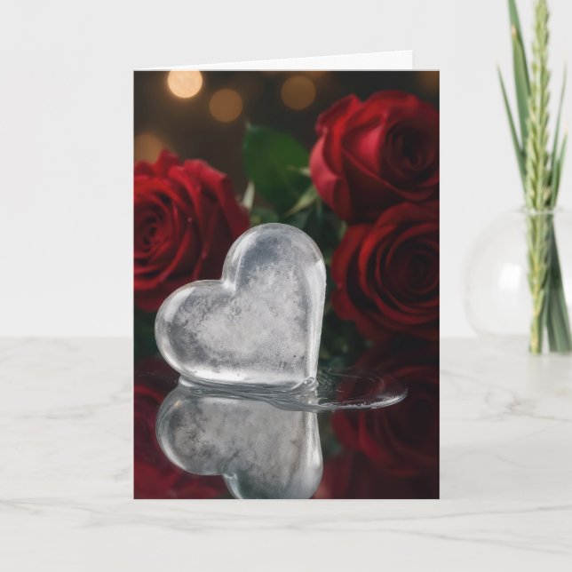 Valentine's Day Melting Ice Heat With Red Roses Kort (Framsida)