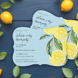 Valentine's Day Middag Lemon Party Akvarell Julkort