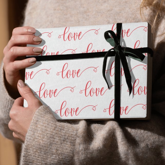 Valentine's Day Modern Love Heart Script Pattern Presentpapper (Skapare uppladdad)