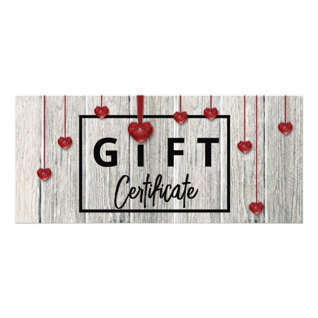 Valentines day Modern Rustic Wood Hearts-presentko Reklamkort (Framsidan)