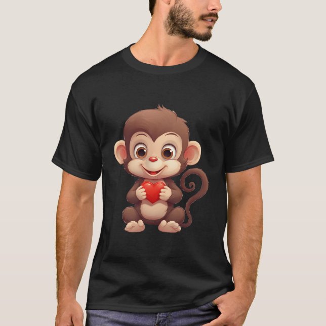 Valentines day Monkey Heart-grafik T Shirt (Framsida)