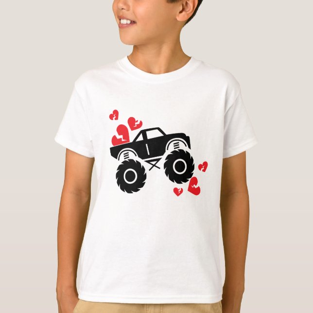 Valentines day Monster Lastbil T Shirt (Framsida)