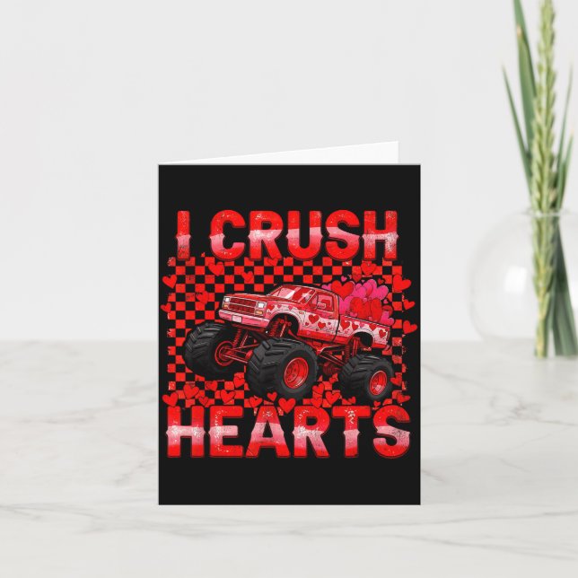 Valentines Day Monster Truck Crush Hearts Toddler  Kort (Framsida)