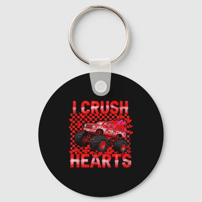 Valentines Day Monster Truck Crush Hearts Toddler  Nyckelring (Framsida)
