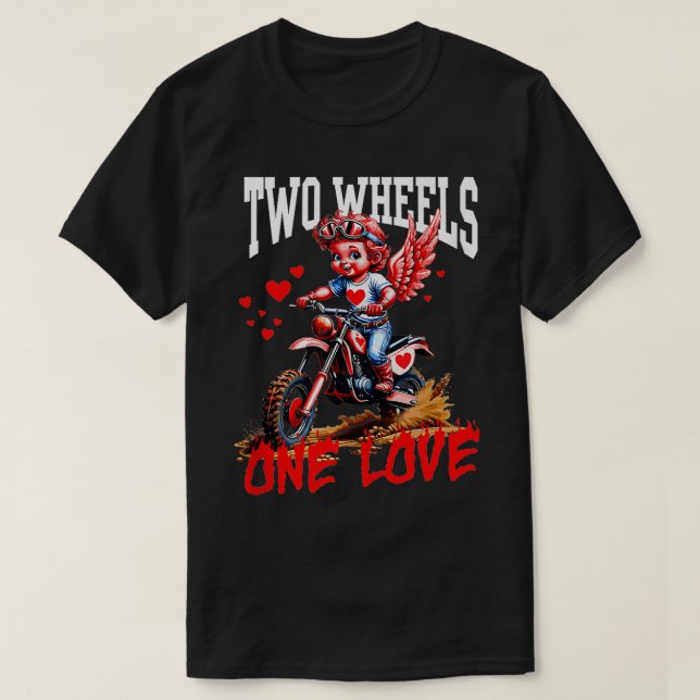 Valentines day Motocross Älskare Funny Cupid Bike  T Shirt (Design framsida)