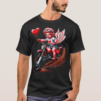 Valentines day Motocross Älskare Funny Cupid Bike  T Shirt