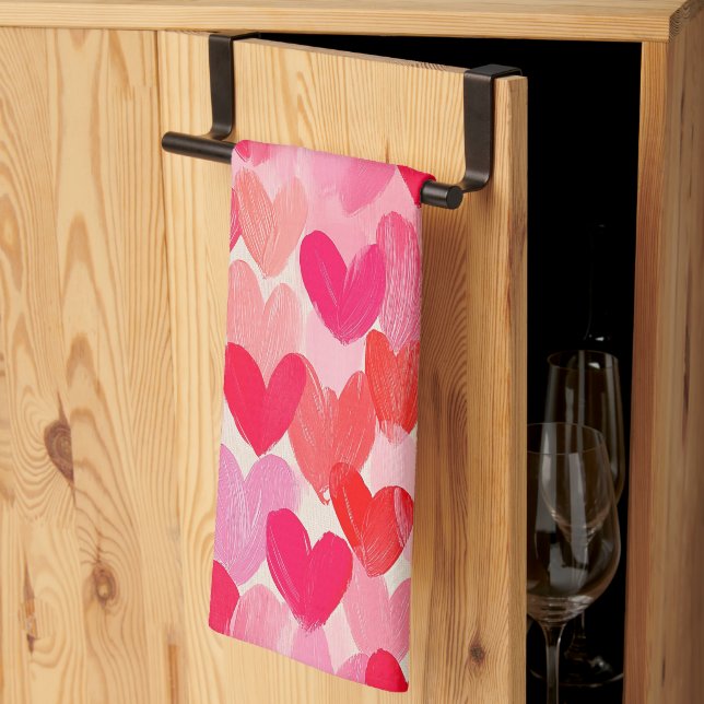 Valentines day Multi Hearts Mönster Kärlek Kökshandduk (Thirds Fold)