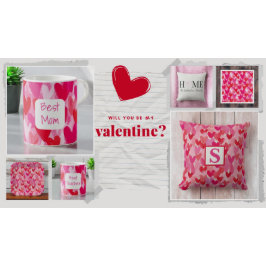 Valentines day Multi Hearts Mönster Kärlek Rosa Kökshandduk