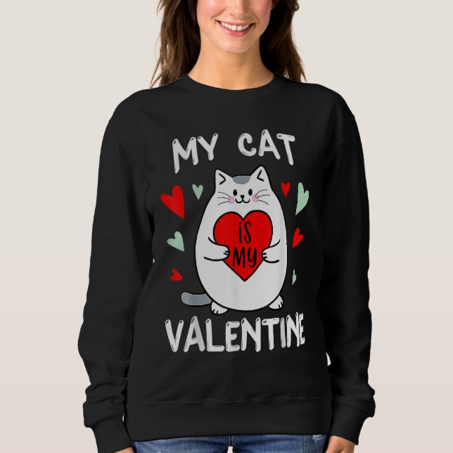 Valentine's Day My Cat Is My Valentine Kitten Hear T Shirt (Framsida)