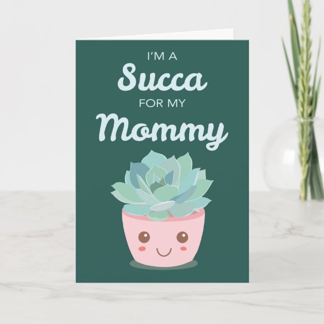 Valentines day My Mamma med Kawaii Succulent Kort (Framsida)