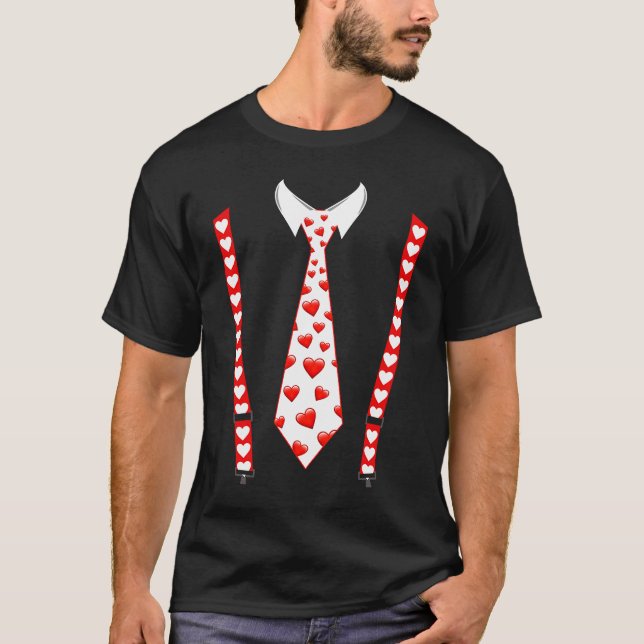 Valentines day Neck Tie Heart Youth Kids Boys Mana T Shirt (Framsida)