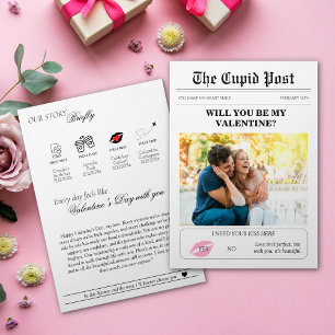Valentines day Newspaper our Kärlek Story Rosa Läp Inbjudningar
