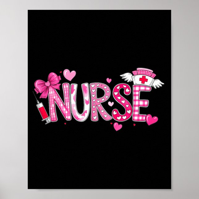 Valentines Day Nurse Graphic Nk Patterns For Woman Poster (Framsidan)