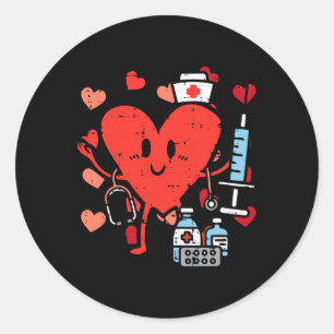 Valentines day Nurse Heart Funny Sjuksköterska, öv Runt Klistermärke