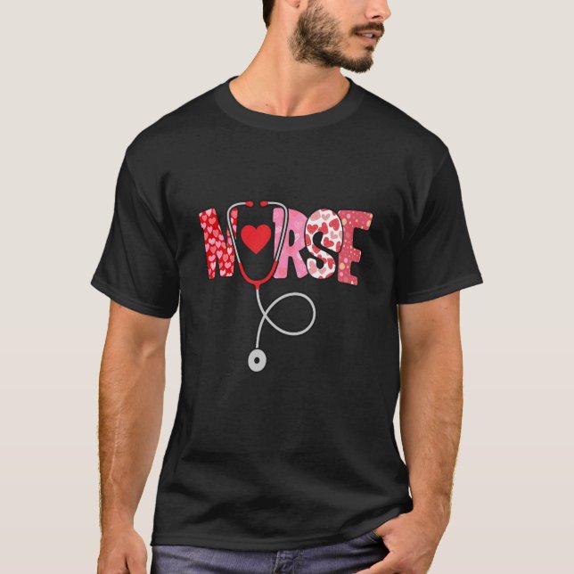 Valentines day Nurse Heart Nursing SCrub Top RN Wo T Shirt (Framsida)