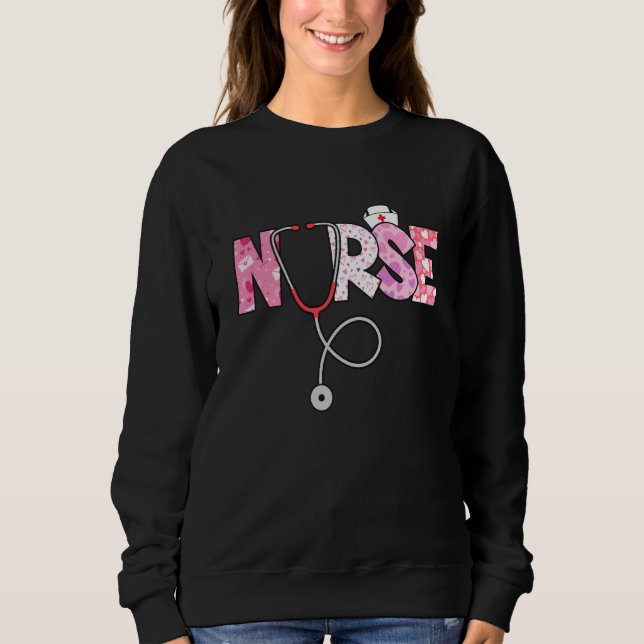 Valentines Day Nurse Heart Nursing Scrub Top RN Wo T Shirt (Framsida)