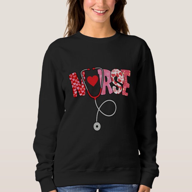 Valentines Day Nurse Heart Nursing Scrub Top RN Wo T Shirt (Framsida)