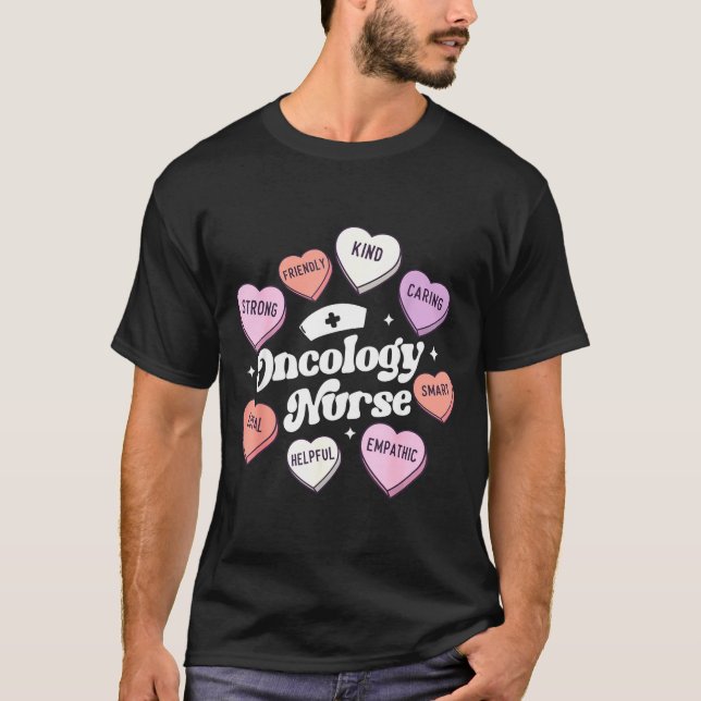 Valentines Day Oncology Nurse Cancer Suprt Groovy  T Shirt (Framsida)
