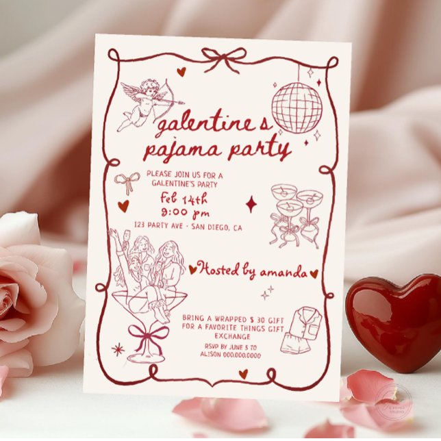 Valentine's Day Pajama Party Inbjudningar (Skapare uppladdad)