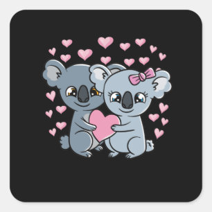 valentines day par Koalas Cute Koala Fyrkantigt Klistermärke