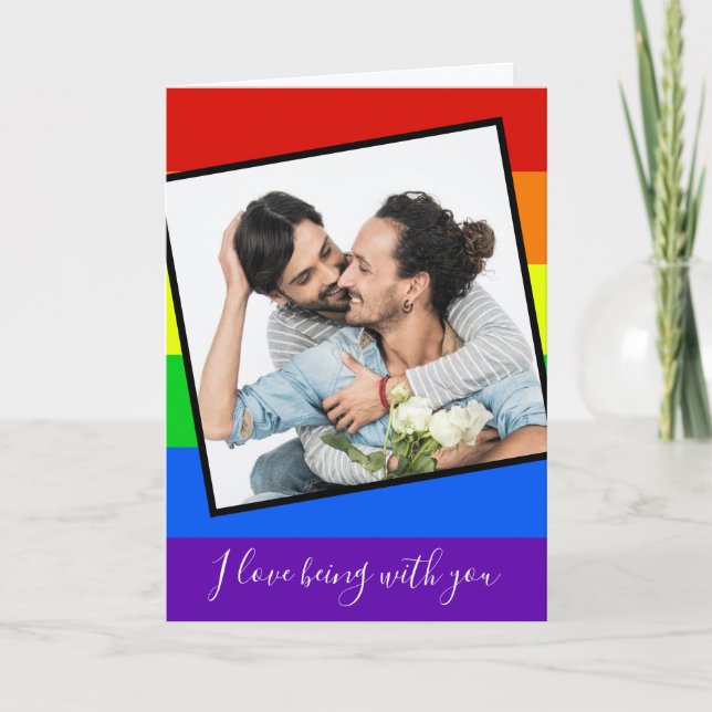 Valentines day par Photo Anpassningsbar Rainbow fö Kort (Framsida)