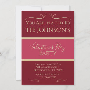 Valentines day-partiets inbjudan Burgundy Rosa Gul