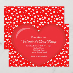 Valentines day Party Heart Inbjudningar