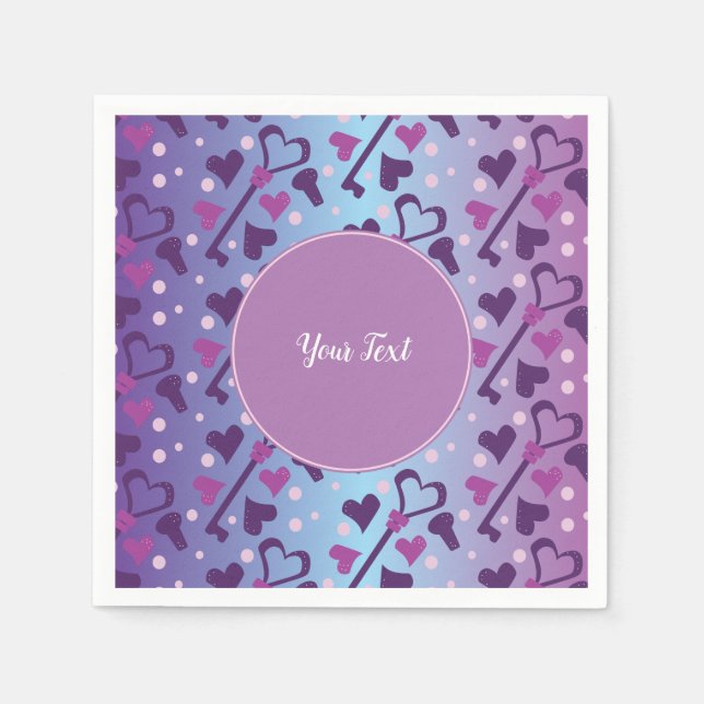 Valentines day Party Hearts Skeleton Nycklar Locke Pappersservett (Framsidan)